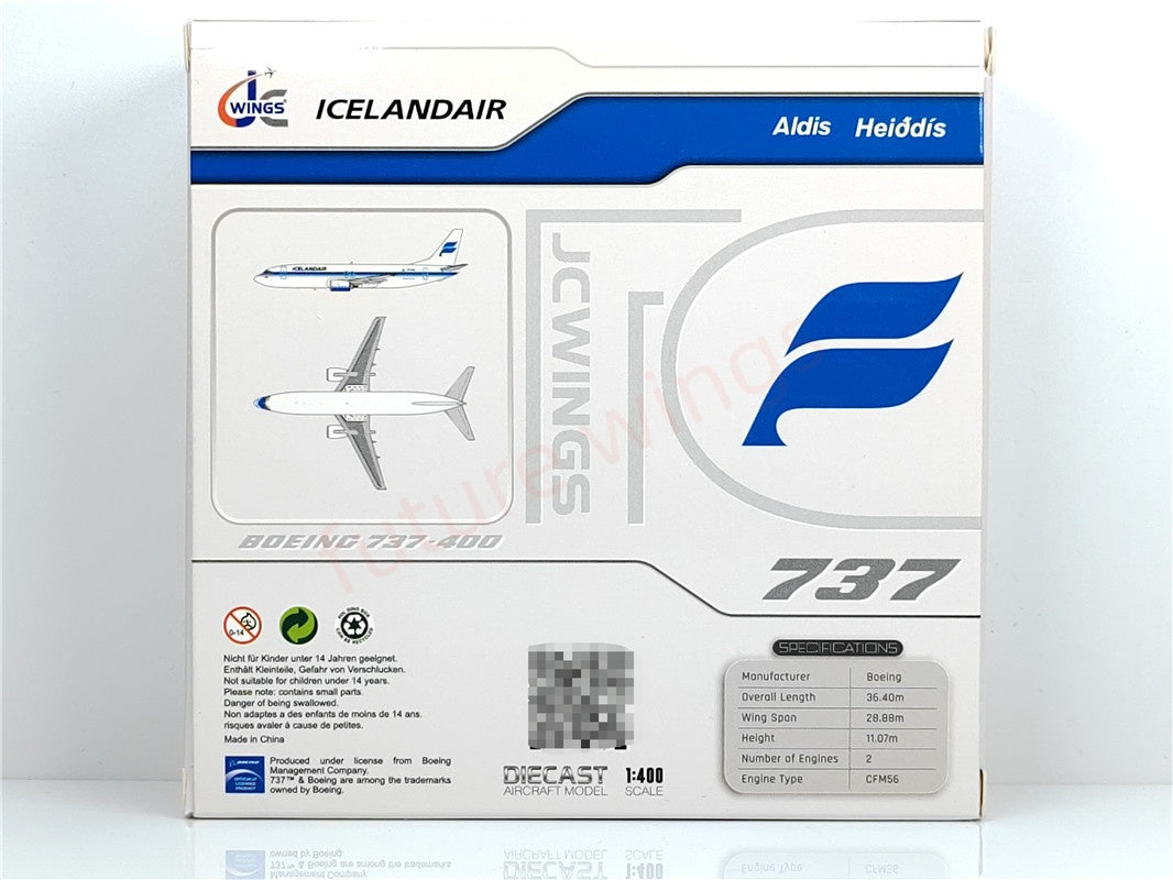 1:400 JC Wings LH4307 LH4309 Iceland Air B737-400 TF-FIA TF-FID Aircraft Model+Free Tractor