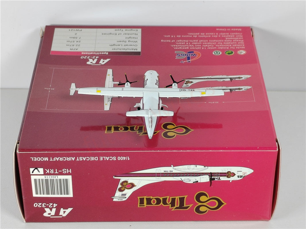 1:400 JC Wings LH4238 Thai Airways ATR-42-320 HS-TRK Aircraft Model+Free Tractor