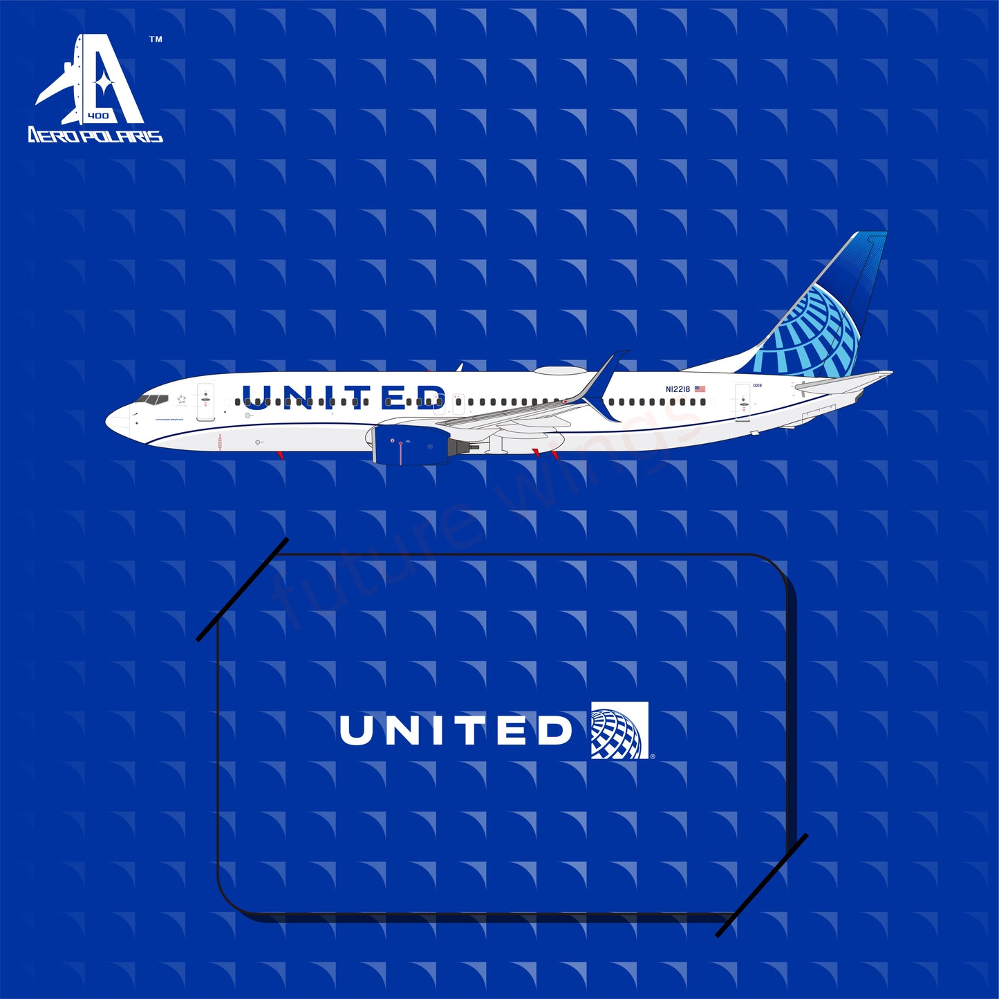 1:400 AeroPolaris United Airlines B737-800 N12218 Aircraft Model+Free Tractor