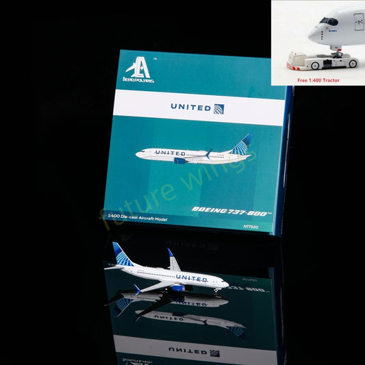 1:400 AeroPolaris United Airlines B737-800 N77520 Aircraft Model+Free Tractor