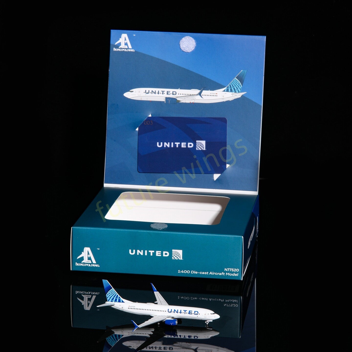 1:400 AeroPolaris United Airlines B737-800 N77520 Aircraft Model+Free Tractor