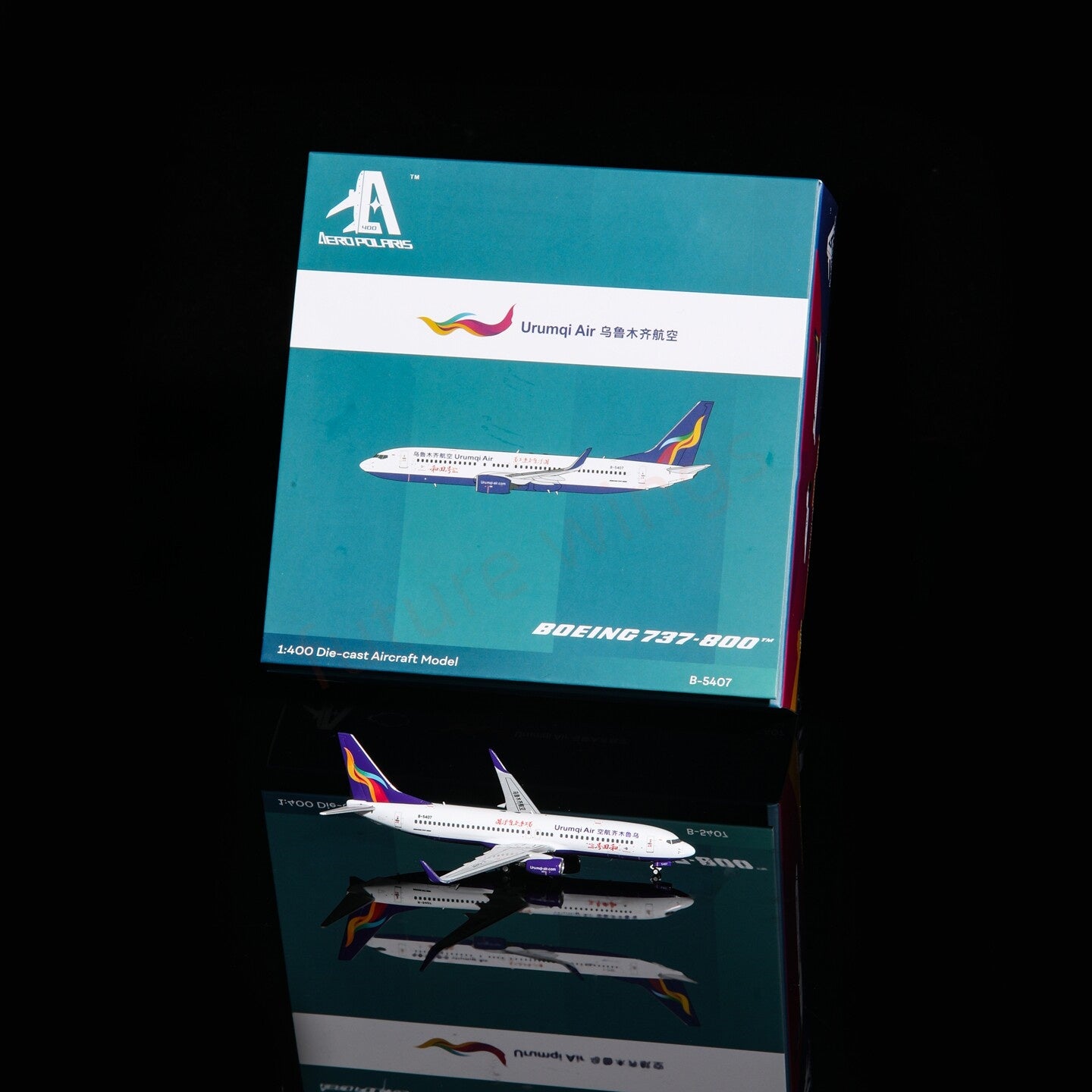 1:400 AeroPolaris Urumqi Air B737-800 B-5407 Aircraft Model+Free Tractor