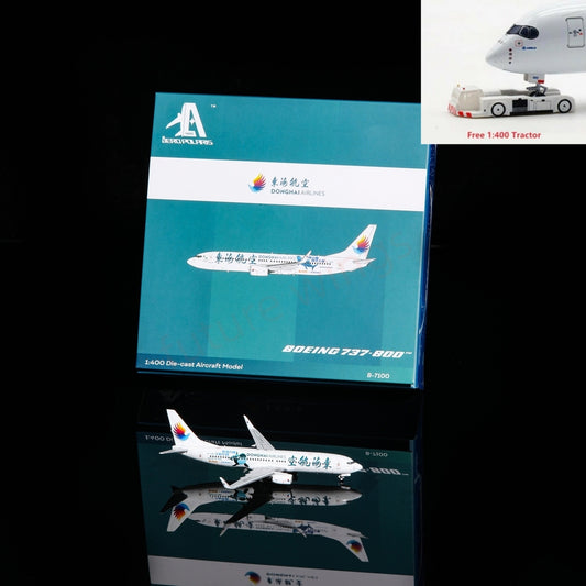 1:400 AeroPolaris DongHai Airlines B737-800 B-7100 Aircraft Model+Free Tractor