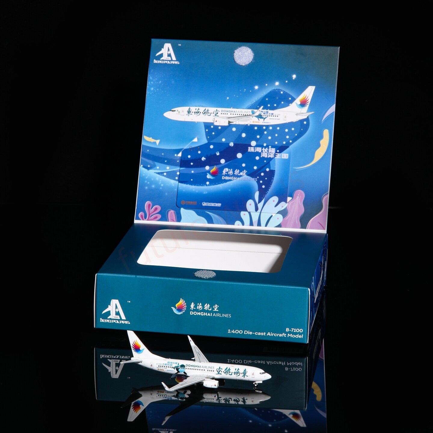 1:400 AeroPolaris DongHai Airlines B737-800 B-7100 Aircraft Model+Free Tractor