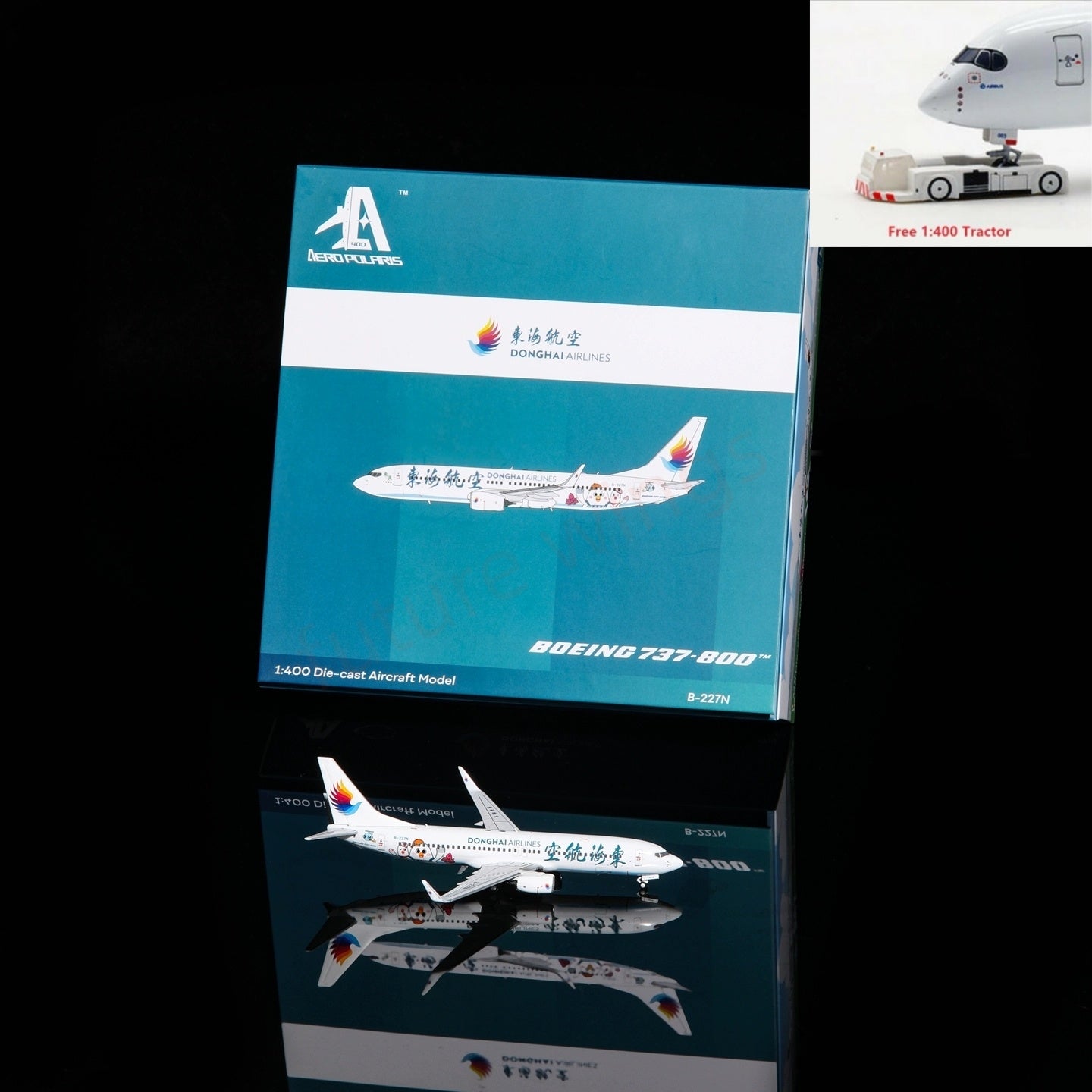 1:400 AeroPolaris DongHai Airlines B737-800 B-227N Aircraft Model+Free Tractor