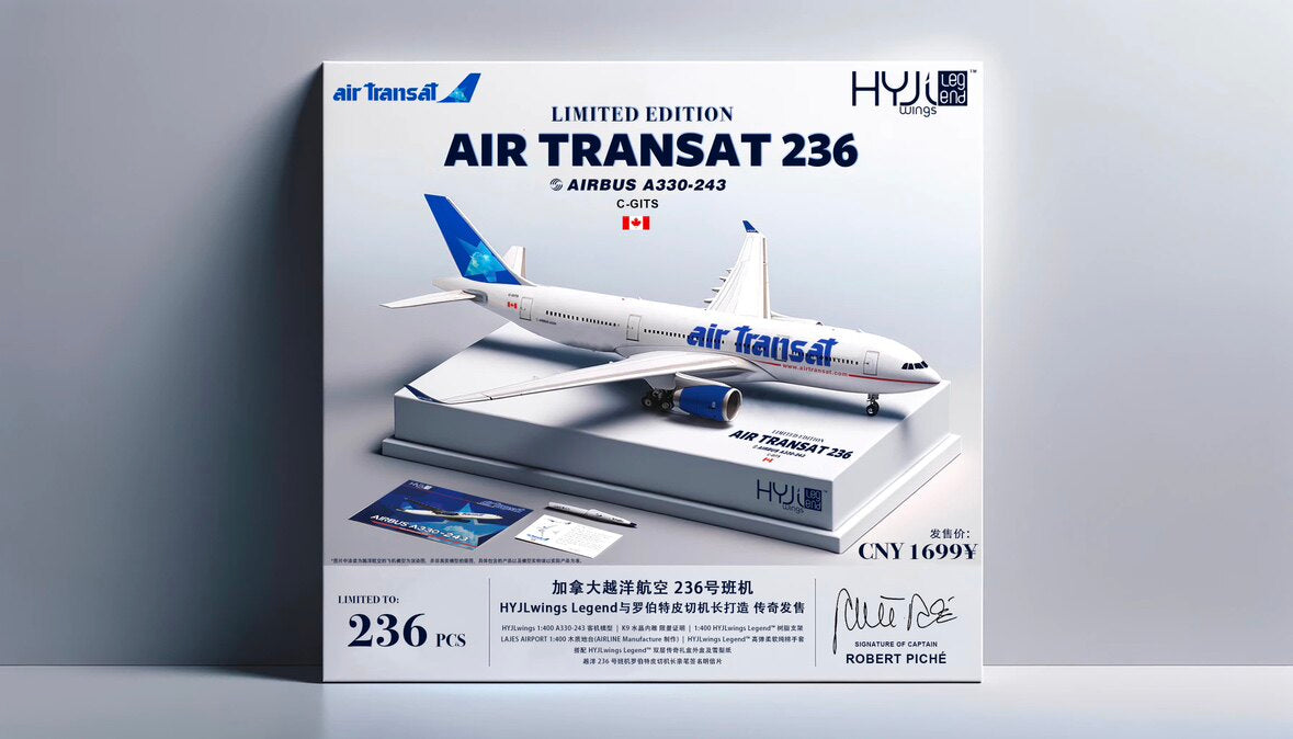 (SUPER RARE) 1:400 HYJLwings LEGEND Air Transit A330 C-GITS “TSC236” Aircraft Model+Free Tractor
