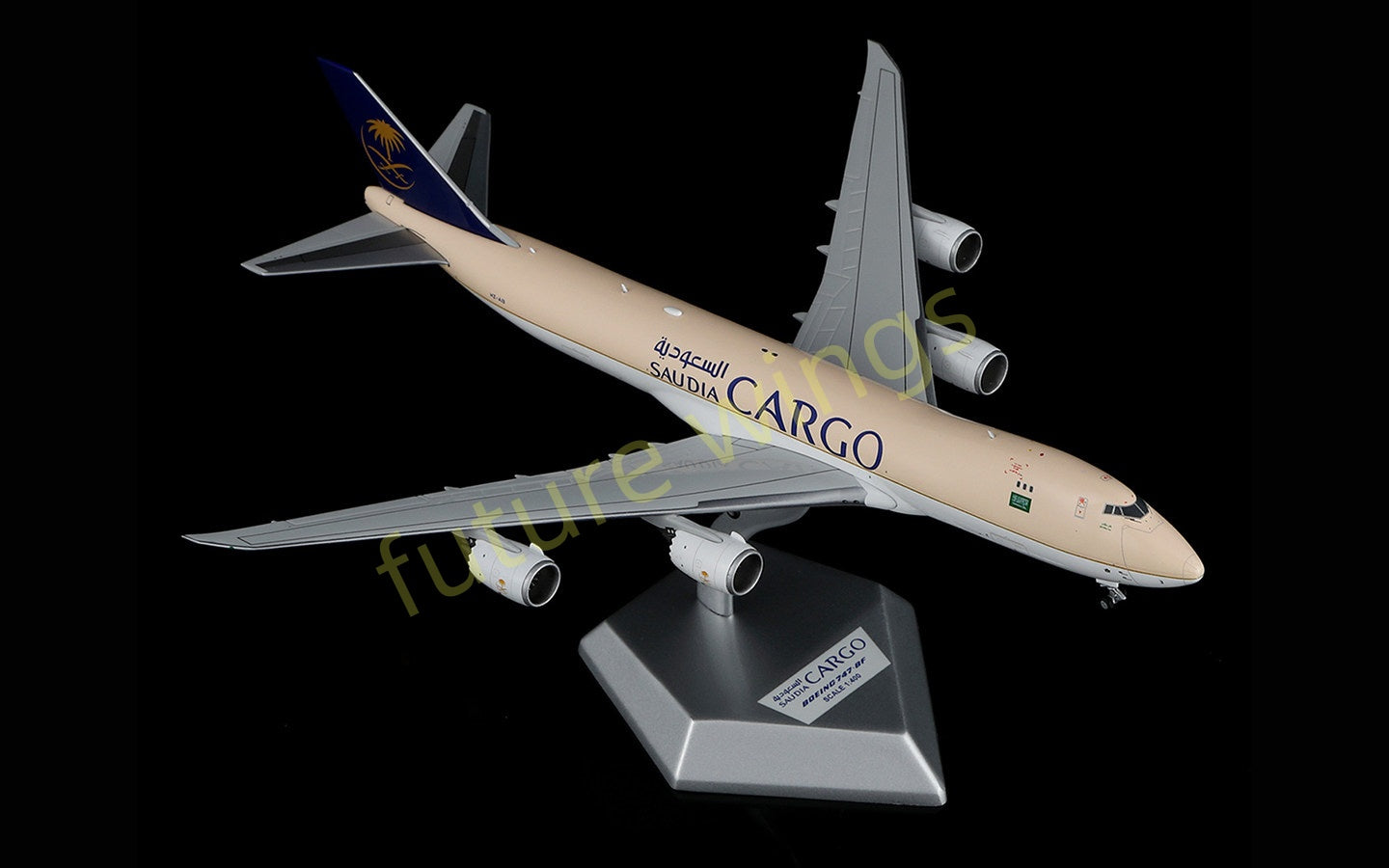 1:400 HX Models Saudia Cargo B747-8F HZ-AI3 HZ-AI4 Aircraft Model Free Tractor +Stand