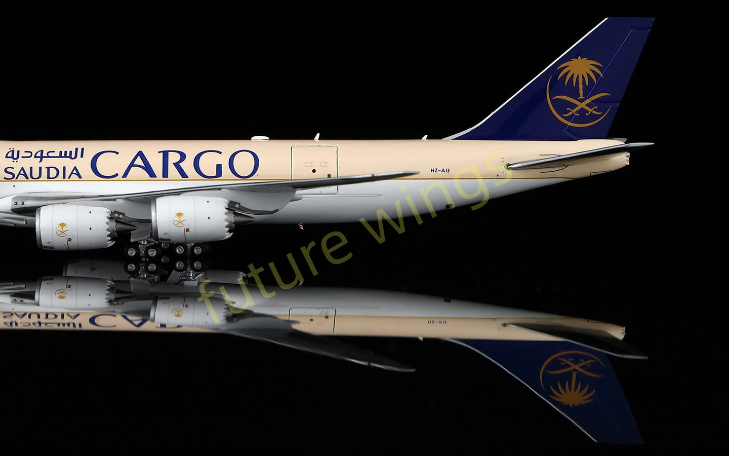1:400 HX Models Saudia Cargo B747-8F HZ-AI3 HZ-AI4 Aircraft Model Free Tractor +Stand
