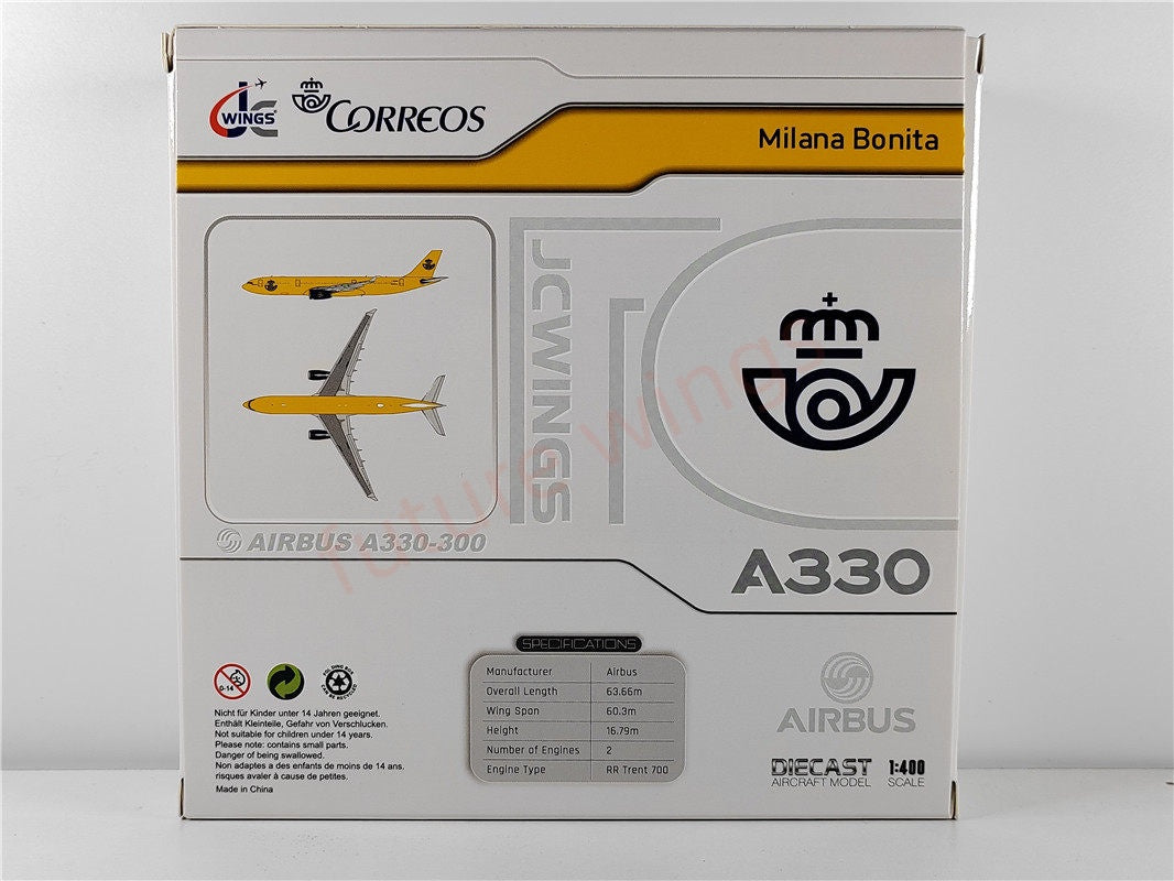 1:400 JC Wings LH4282 Correos A330-300 EC-LXA Aircraft Model+Free Tractor