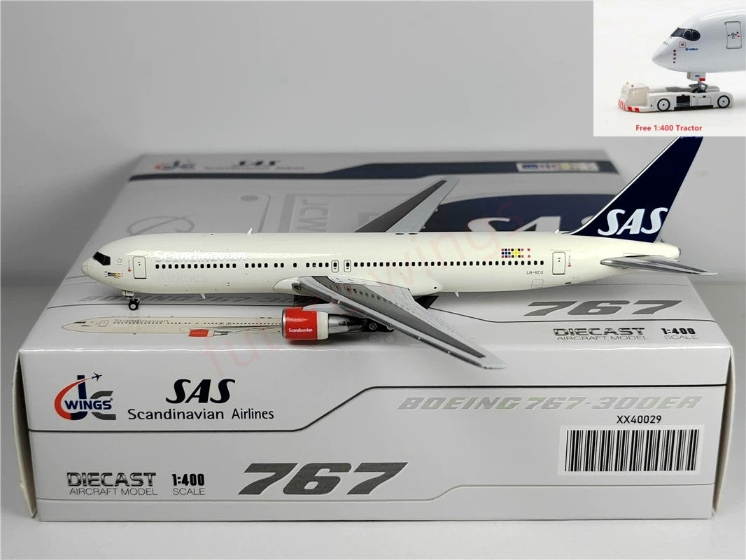 1:400 JC Wings XX40029 SAS B767-300 LN-RCG Aircraft Model+Free Tractor