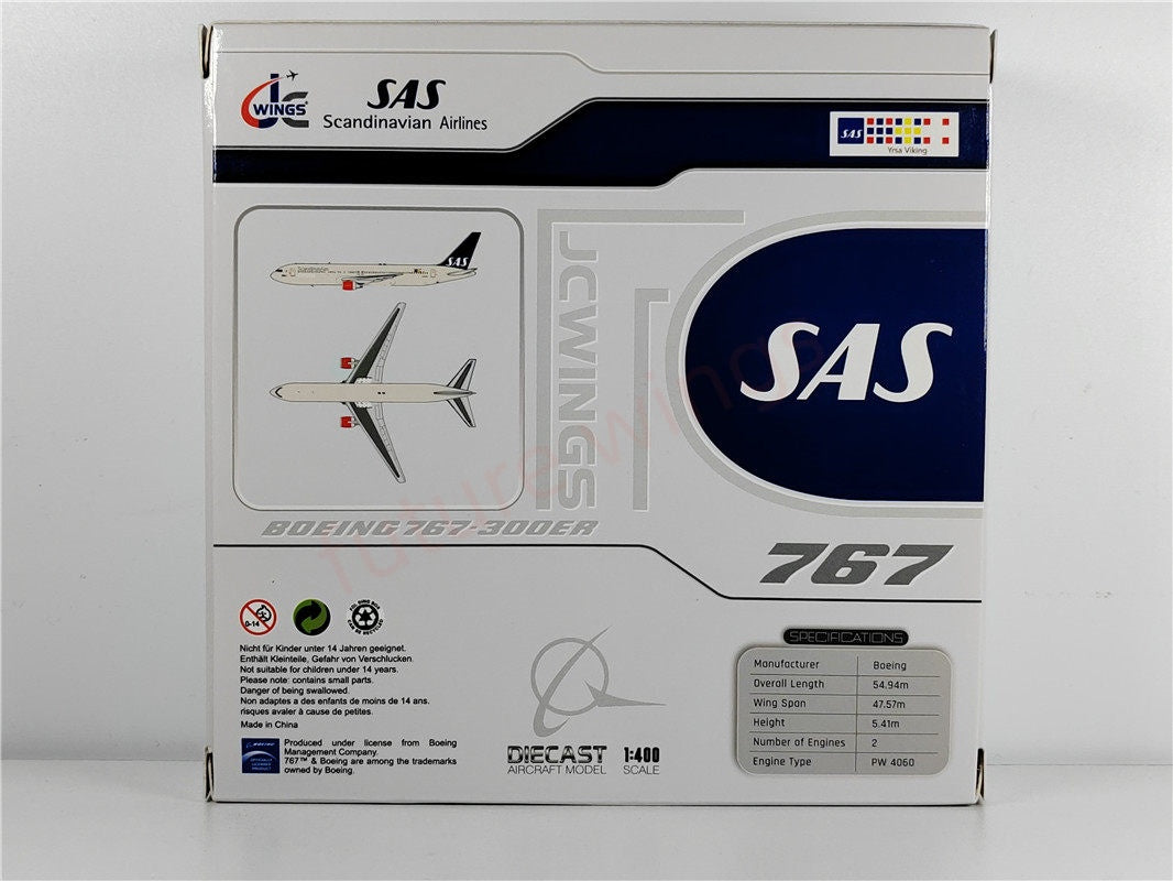 1:400 JC Wings XX40029 SAS B767-300 LN-RCG Aircraft Model+Free Tractor