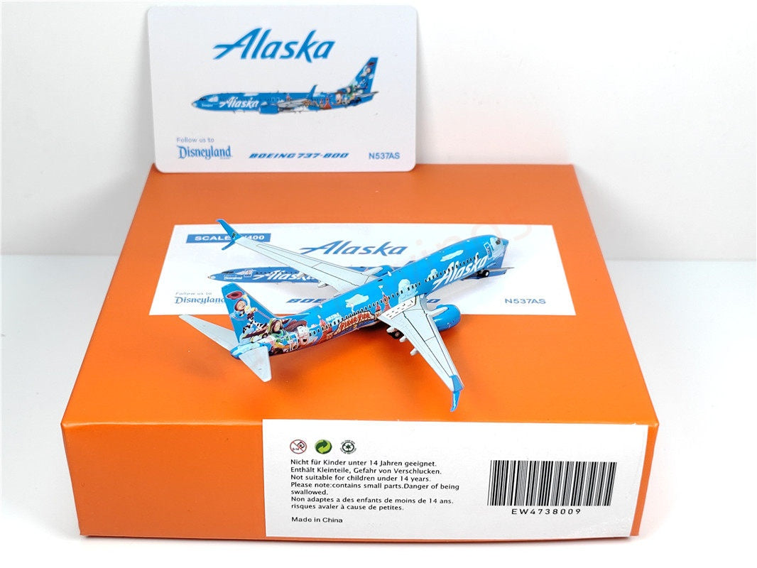 1:400 JC Wings EW4738009 Alaska Airlines B737-800 N537AS Aircraft Model+Free Tractor