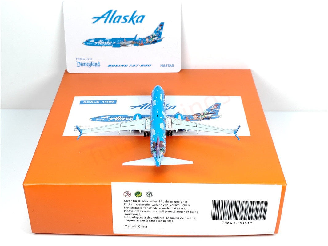 1:400 JC Wings EW4738009 Alaska Airlines B737-800 N537AS Aircraft Model+Free Tractor