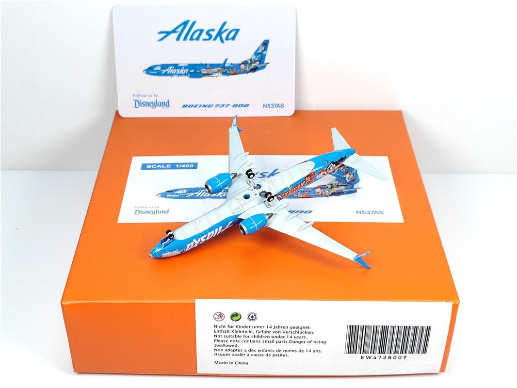 1:400 JC Wings EW4738009 Alaska Airlines B737-800 N537AS Aircraft Model+Free Tractor