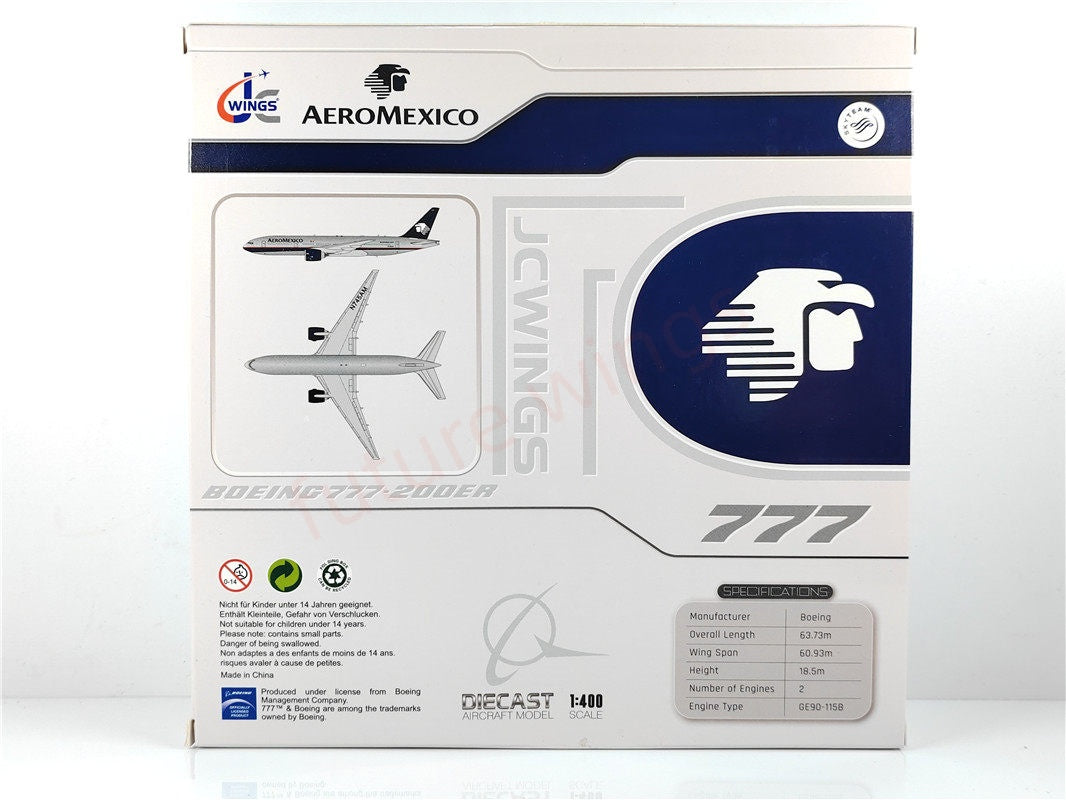 1:400 JC Wings XX40025 AeroMexico B777-200ER N745AM Aircraft Model+Free Tractor