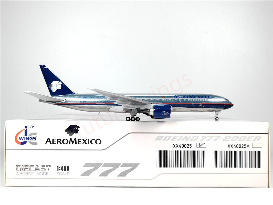 1:400 JC Wings XX40025 AeroMexico B777-200ER N745AM Aircraft Model+Free Tractor