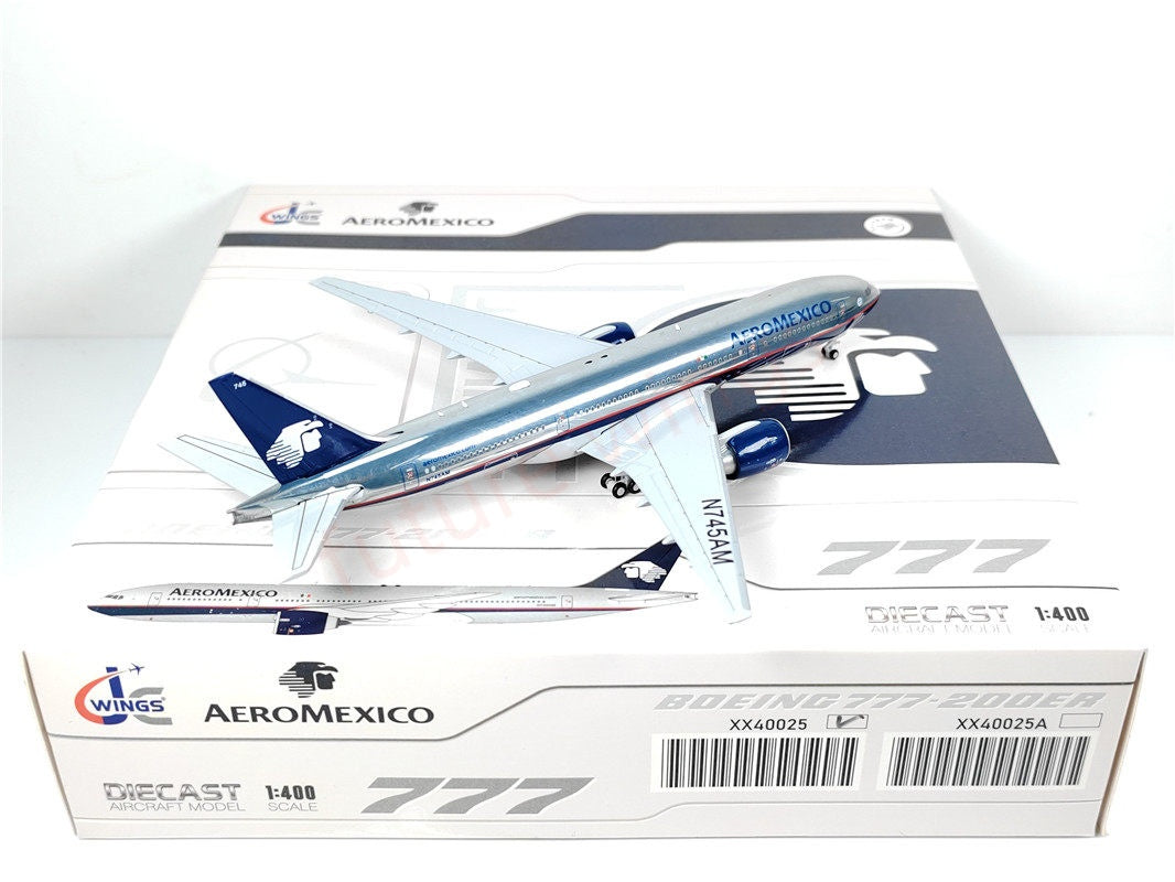 1:400 JC Wings XX40025 AeroMexico B777-200ER N745AM Aircraft Model+Free Tractor