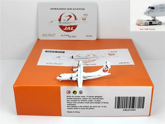 1:400 JC Wings EW4AT4005 Japan Airlines JAL ATR-42 JA12HC Aircraft Model+Free Tractor