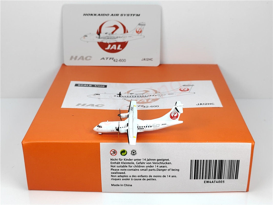1:400 JC Wings EW4AT4005 Japan Airlines JAL ATR-42 JA12HC Aircraft Model+Free Tractor