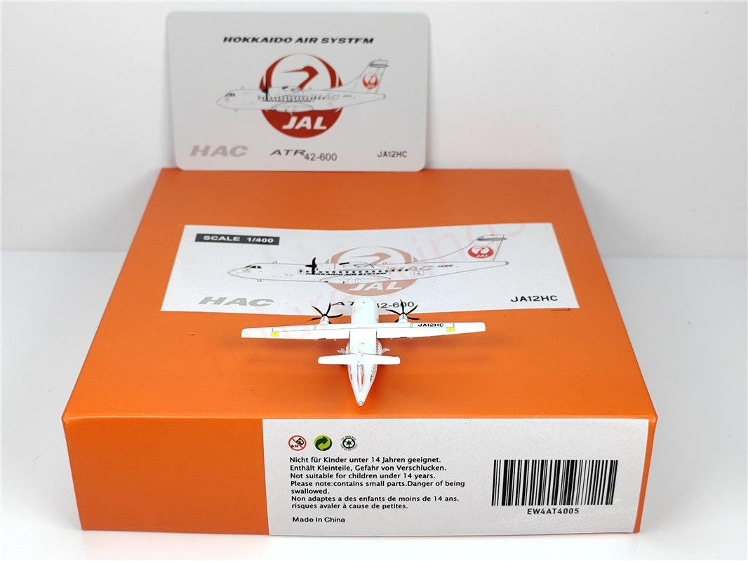 1:400 JC Wings EW4AT4005 Japan Airlines JAL ATR-42 JA12HC Aircraft Model+Free Tractor