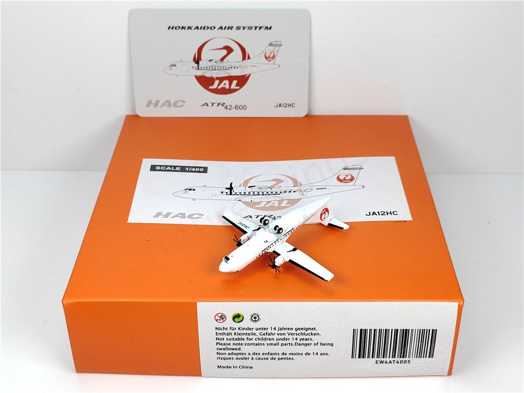 1:400 JC Wings EW4AT4005 Japan Airlines JAL ATR-42 JA12HC Aircraft Model+Free Tractor