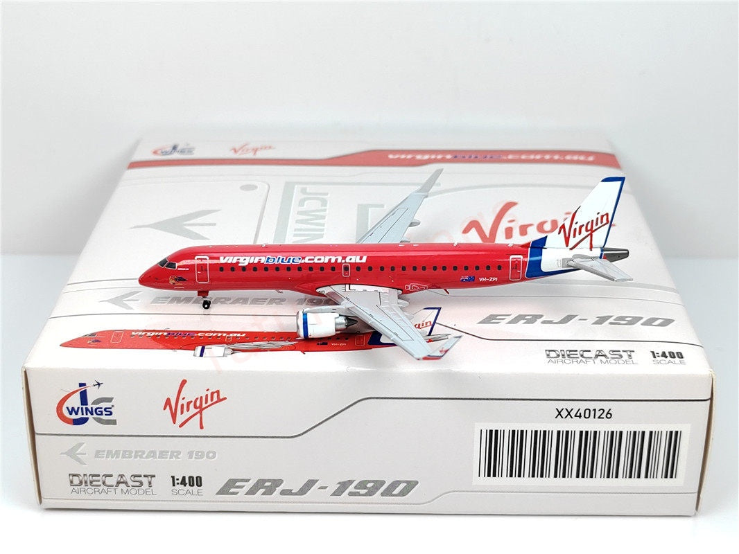 1:400 JC Wings XX40126 Virgin Blue ERJ-190AR VH-ZPI Aircraft Model+Free Tractor