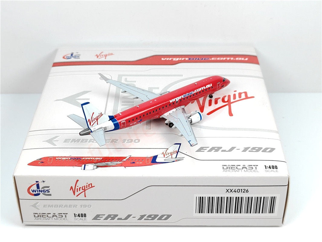 1:400 JC Wings XX40126 Virgin Blue ERJ-190AR VH-ZPI Aircraft Model+Free Tractor
