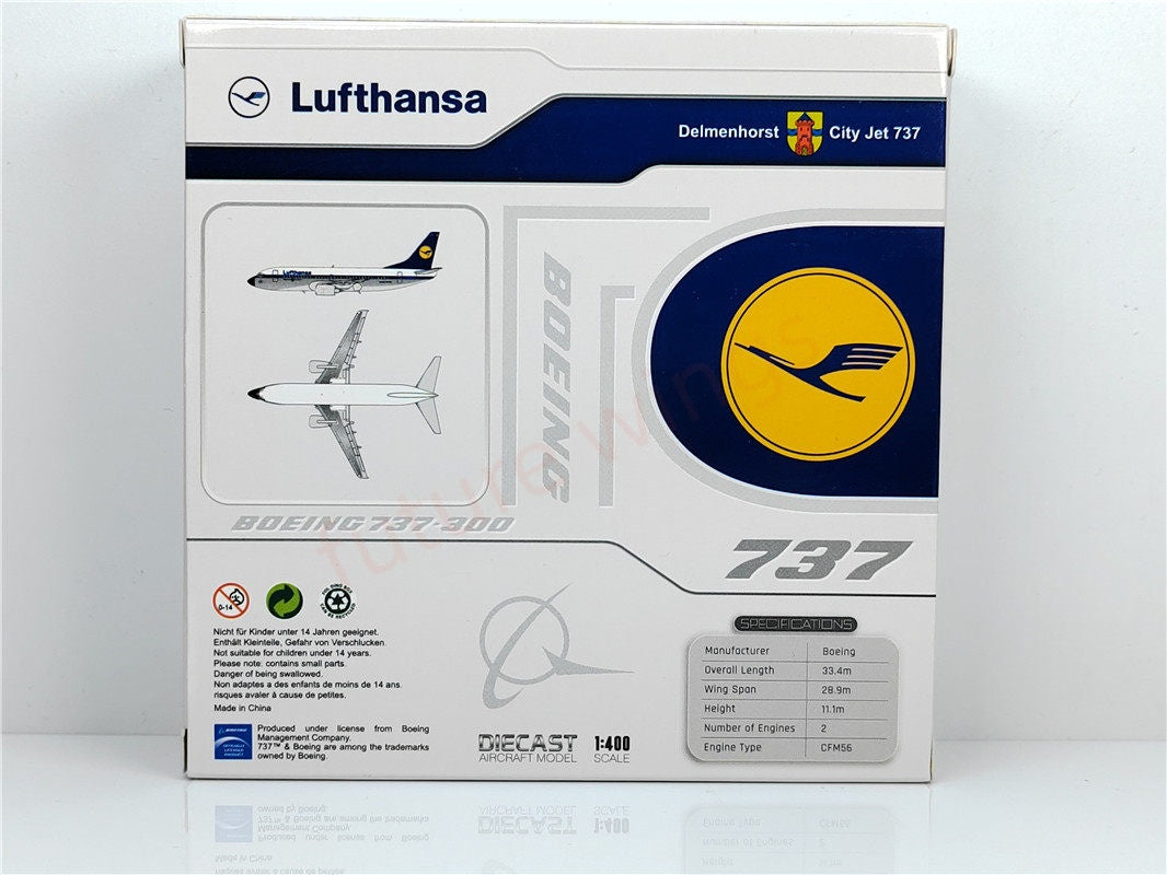 1:400 JC Wings EW4733002 Lufthansa Airlines B737-300 D-ABXC Aircraft Model+Free Tractor
