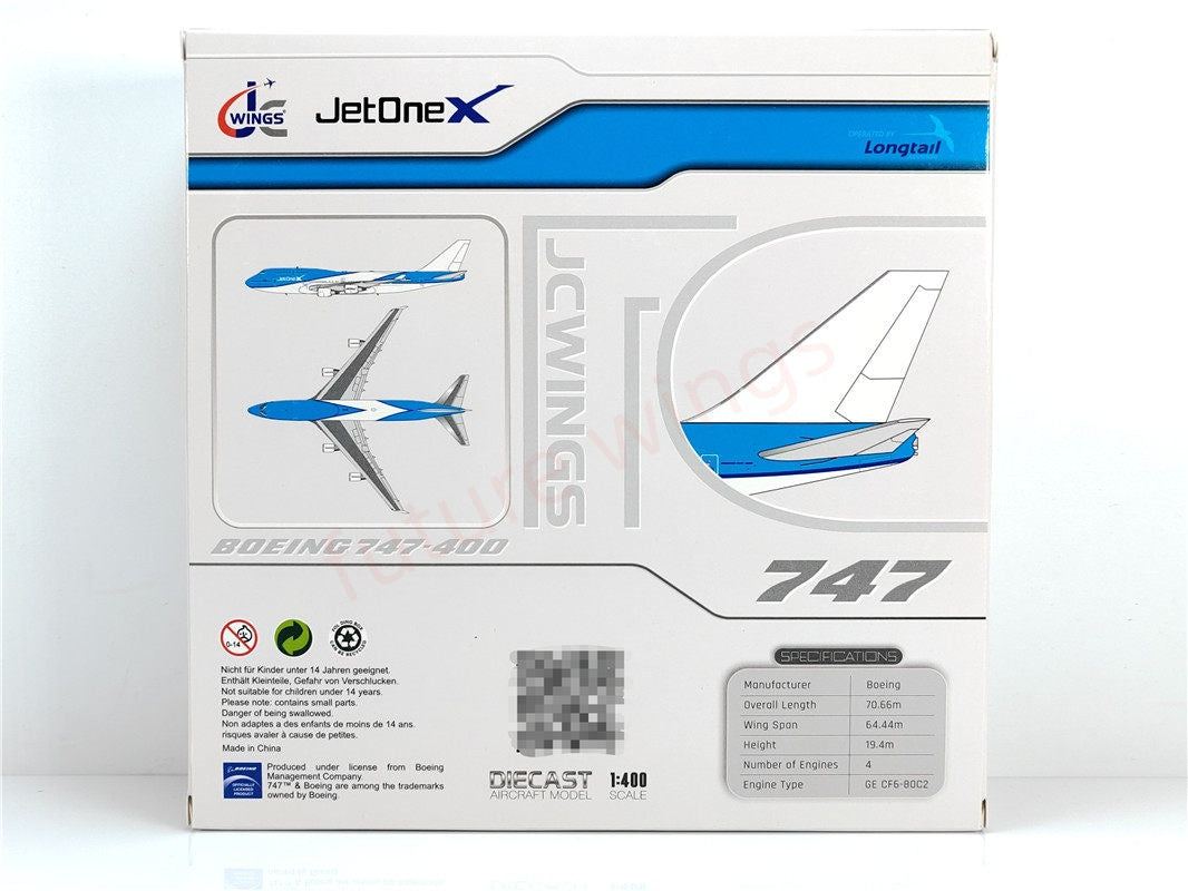 1:400 JC Wings LH4284 JetOneX B747-400 VQ-BWM Aircraft Model+Free Tractor