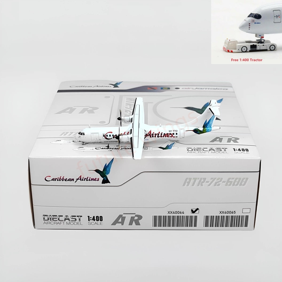 1:400 JC Wings XX40064 Caribbean Airlines ATR-72 9Y-TT Aircraft Model+Free Tractor