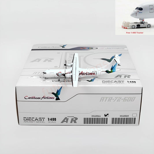 1:400 JC Wings XX40064 Caribbean Airlines ATR-72 9Y-TT Aircraft Model+Free Tractor
