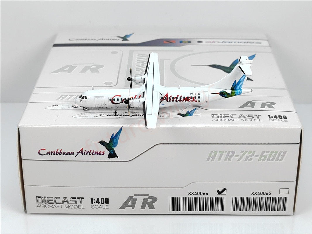 1:400 JC Wings XX40064 Caribbean Airlines ATR-72 9Y-TT Aircraft Model+Free Tractor