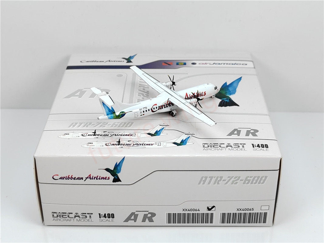 1:400 JC Wings XX40064 Caribbean Airlines ATR-72 9Y-TT Aircraft Model+Free Tractor