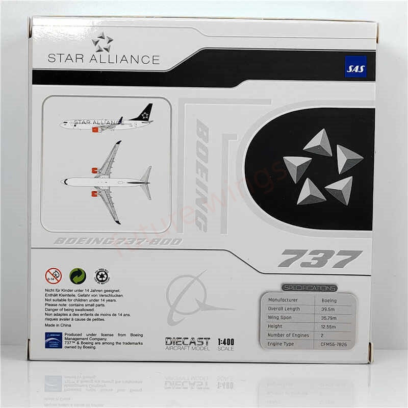 1:400 JC Wings XX40022 SAS B737-800 LN-RRE "STAR ALLIANCE"Aircraft Model+Free Tractor