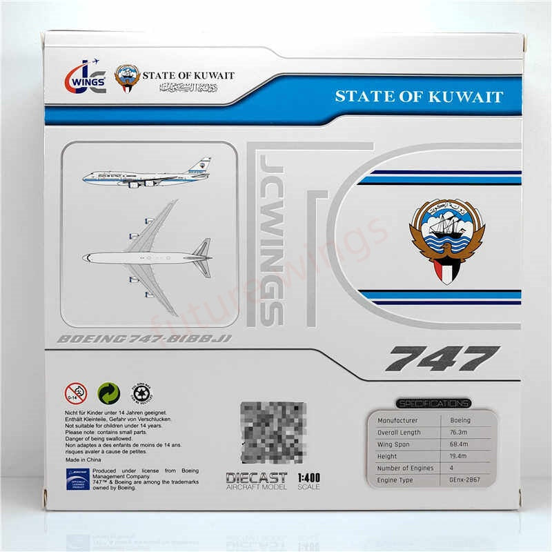 1:400 JC Wings LH4347 State of Kuwait B747-8 9K-GAA Aircraft Model+Free Tractor