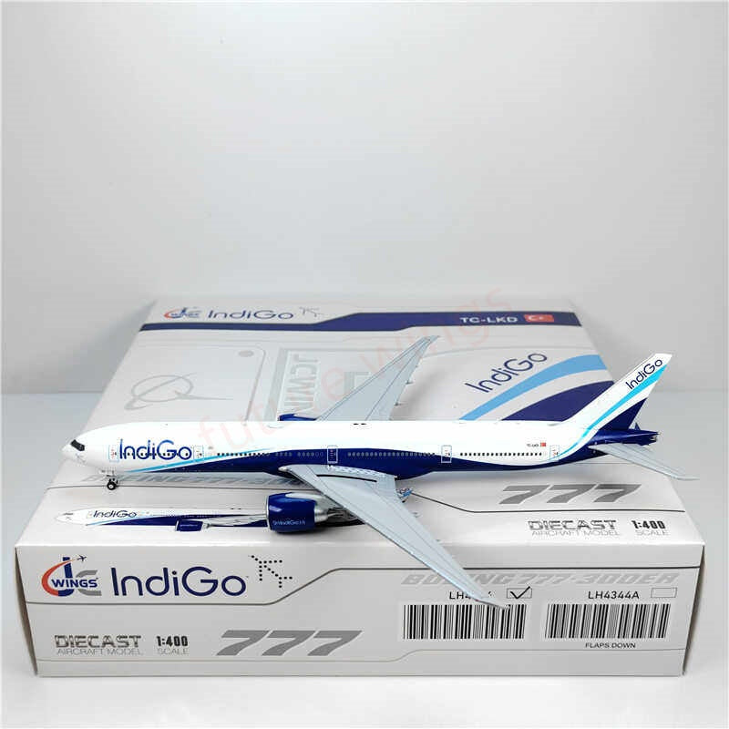 1:400 JC Wings LH4344 IndiGo B777-300ER TC-LKD Aircraft Model+Free Tractor