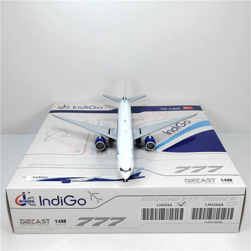 1:400 JC Wings LH4344 IndiGo B777-300ER TC-LKD Aircraft Model+Free Tractor