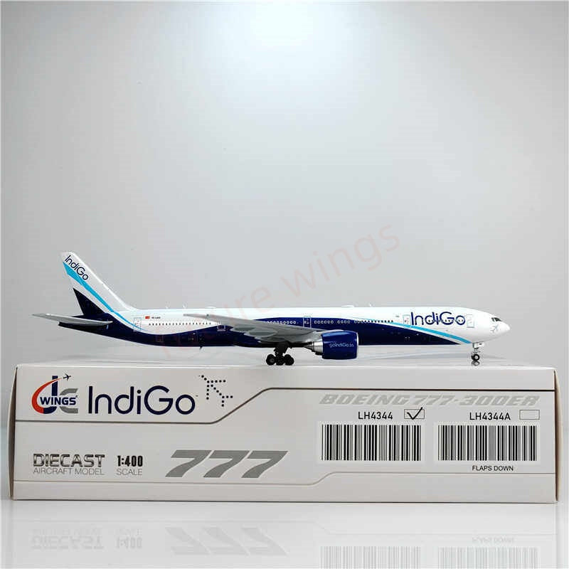1:400 JC Wings LH4344 IndiGo B777-300ER TC-LKD Aircraft Model+Free Tractor