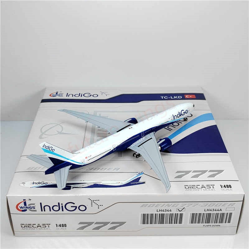1:400 JC Wings LH4344 IndiGo B777-300ER TC-LKD Aircraft Model+Free Tractor