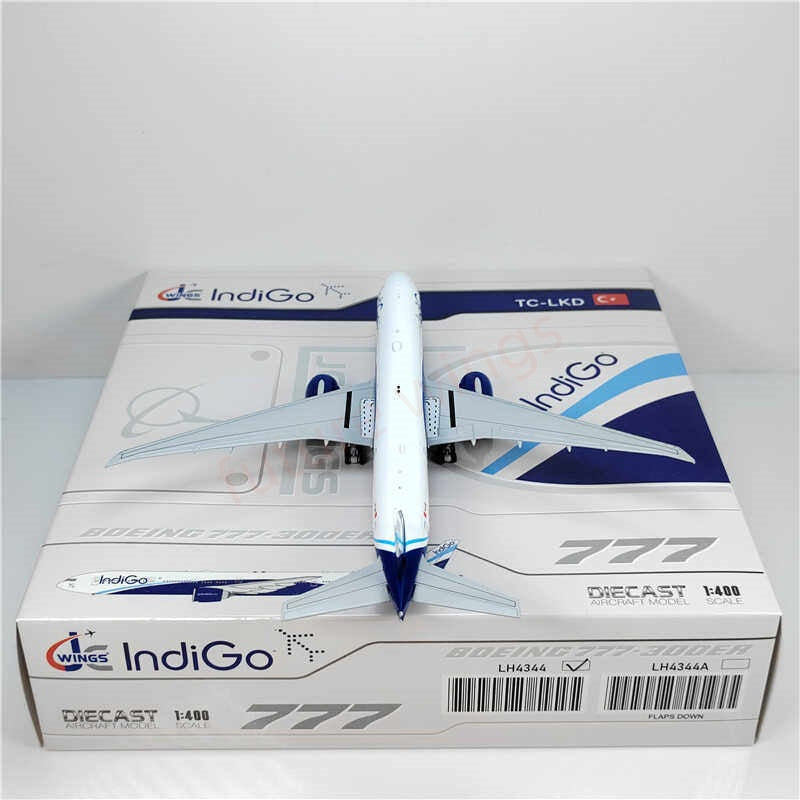 1:400 JC Wings LH4344 IndiGo B777-300ER TC-LKD Aircraft Model+Free Tractor