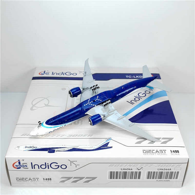 1:400 JC Wings LH4344 IndiGo B777-300ER TC-LKD Aircraft Model+Free Tractor