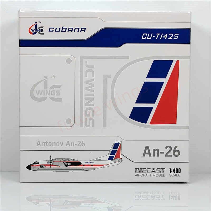 1:400 JC Wings LH4345 Cubana An-26 CU-T1425 Aircraft Model+Free Tractor