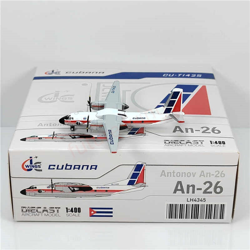 1:400 JC Wings LH4345 Cubana An-26 CU-T1425 Aircraft Model+Free Tractor