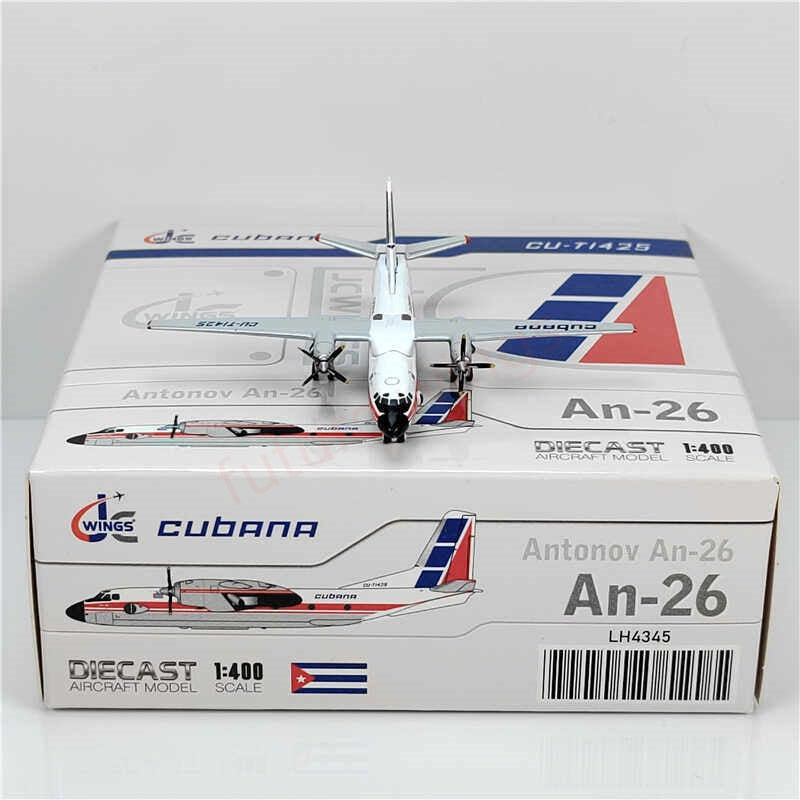 1:400 JC Wings LH4345 Cubana An-26 CU-T1425 Aircraft Model+Free Tractor