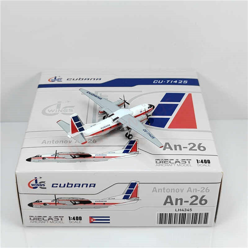 1:400 JC Wings LH4345 Cubana An-26 CU-T1425 Aircraft Model+Free Tractor
