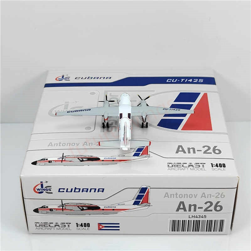 1:400 JC Wings LH4345 Cubana An-26 CU-T1425 Aircraft Model+Free Tractor