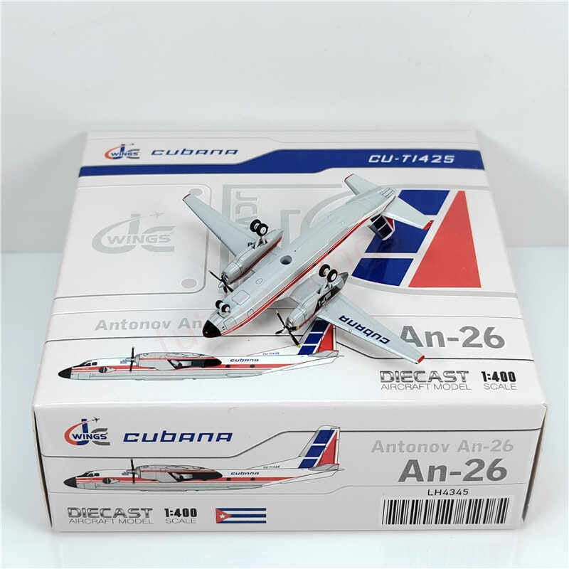 1:400 JC Wings LH4345 Cubana An-26 CU-T1425 Aircraft Model+Free Tractor