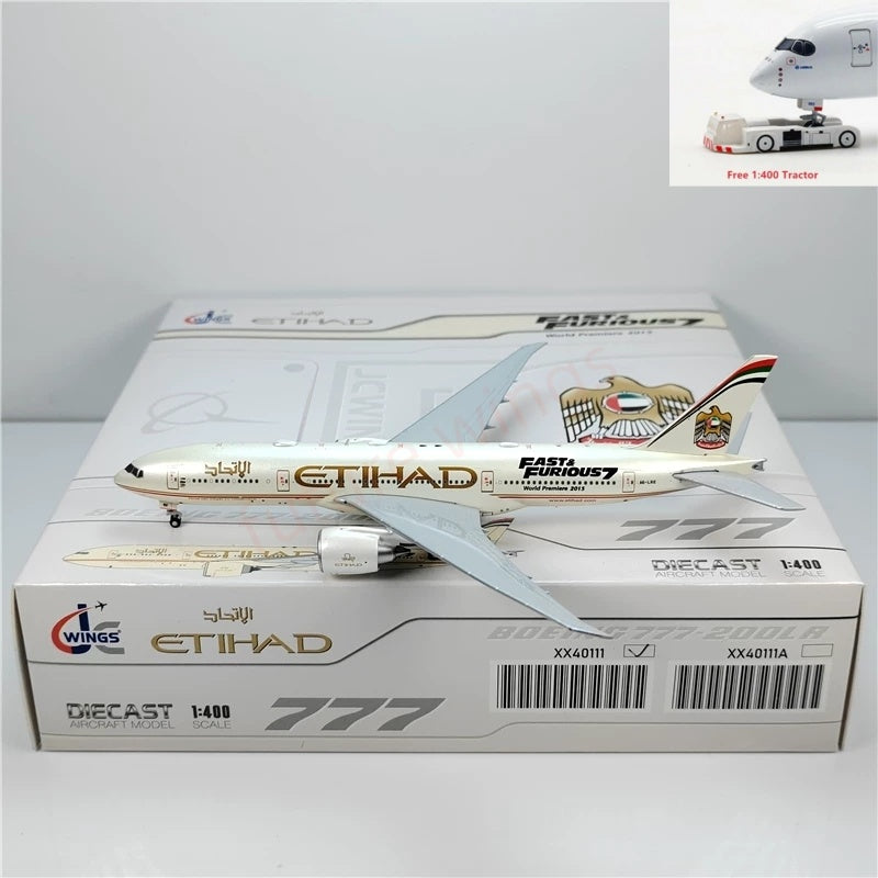 1:400 JC Wings XX40111 Etihad Airways B777-200LR A6-LRE Aircraft Model+Free Tractor