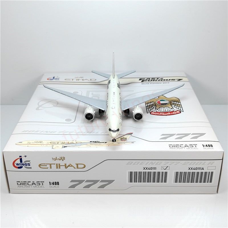 1:400 JC Wings XX40111 Etihad Airways B777-200LR A6-LRE Aircraft Model+Free Tractor