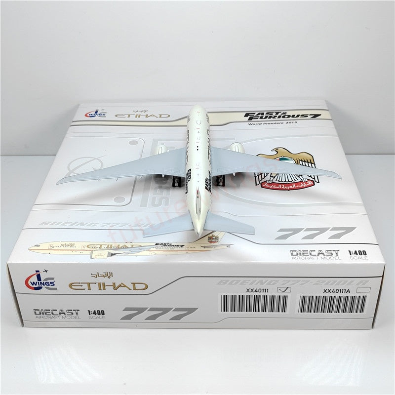 1:400 JC Wings XX40111 Etihad Airways B777-200LR A6-LRE Aircraft Model+Free Tractor